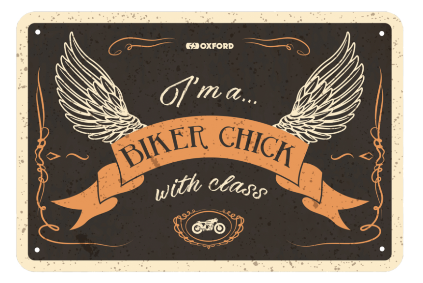 Garage Metal Sign: BIKER CHICK WITH CLASS