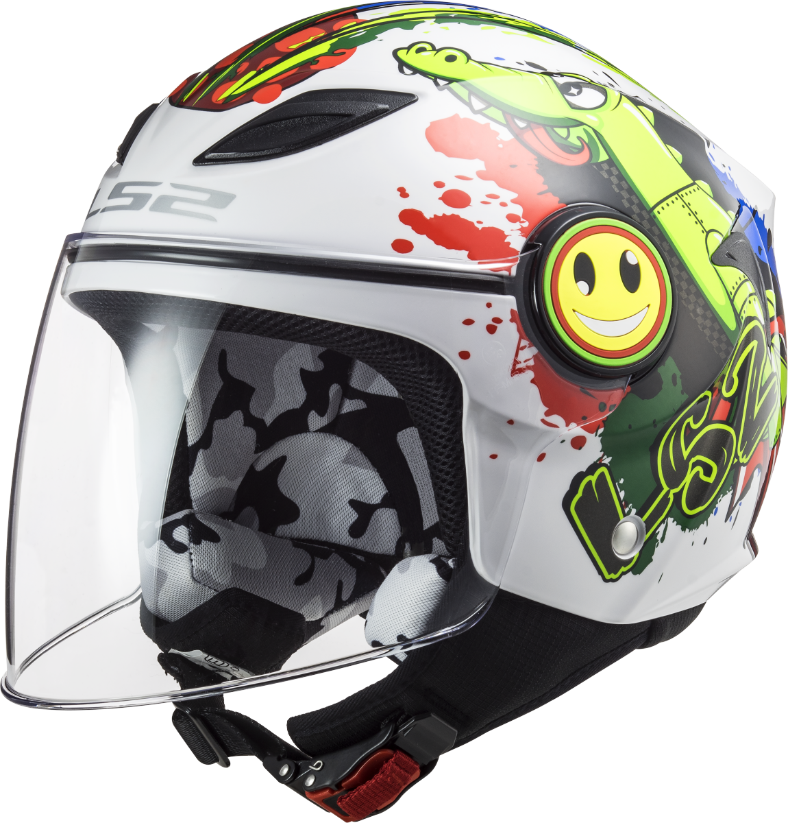 خوذة أطفال أبيض برسمة ملونة