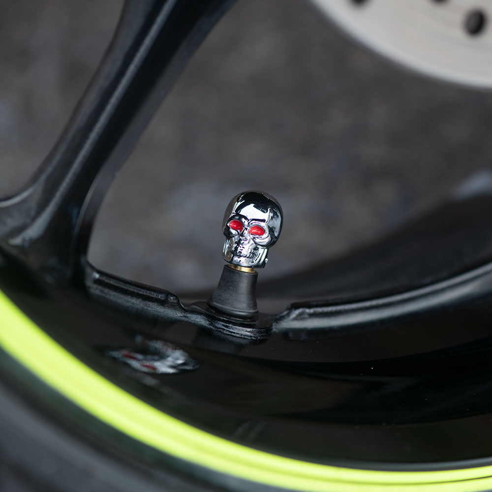 Skull Valve Caps Silver